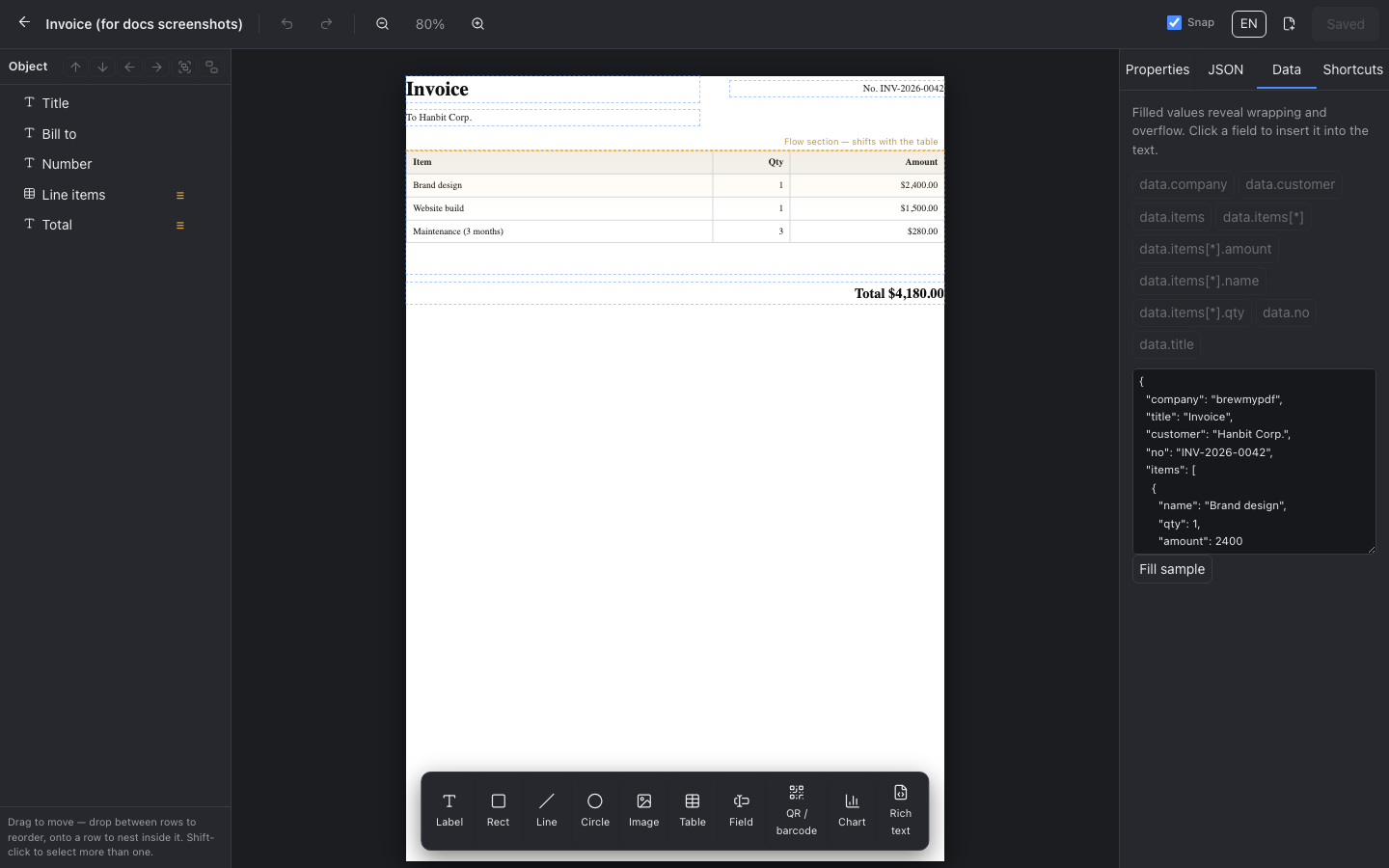 Putting data in