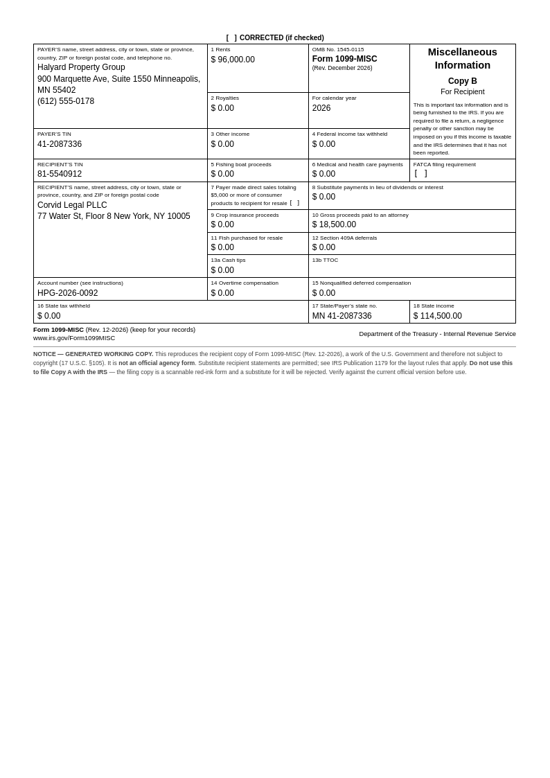 Form 1099-MISC — Recipient Copy