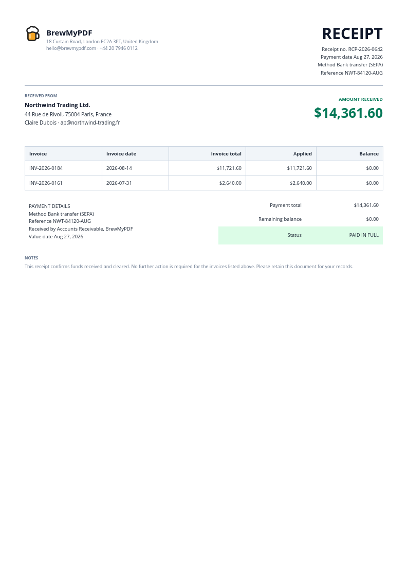 Payment Receipt